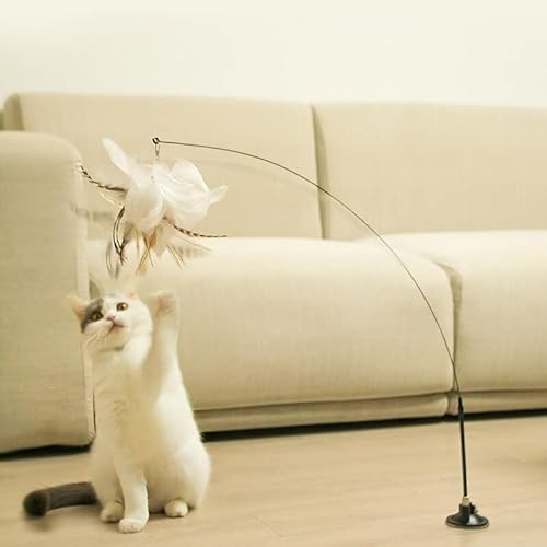 LvSenLin Simulation Bird Interactive Cat Toy Funny Feather Bird with Bell Cat Stick Toy for Kitten Playing Teaser Wand Toy Cat von LvSenLin