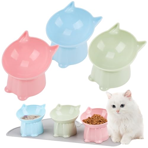 Lvefyti 3 Stück Futternapf Katze, Katzennapf Erhöht Katzen Napfset Kunststoff mit 15°Neigung Design und Unterlage Anti Erbrechen Futternapf Katzen Futter und Wasser Fütterung Schüssel Lvefyti 3 Stück Futternapf Katze, Katzennapf Erhöht Katzen Napfset Kunststoff mit 15°Neigung Design und Unterlage Anti Erbrechen Futternapf Katzen Futter und Wasser Fütterung Schüssel von Lvefyti