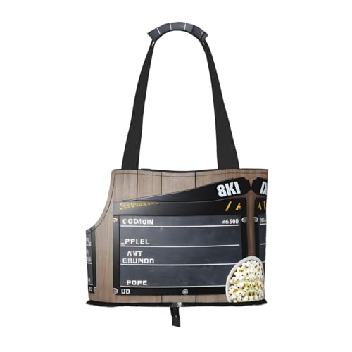 Lxqlss Cinema Movie Clapboard und Popcorn Stilvolle und tragbare Haustier-Crossbody-Tasche – Haustier-Tragetasche für kleine Hunde – Haustier-Tragetasche, Crossbody-Tasche für Haustiere von Lxqlss