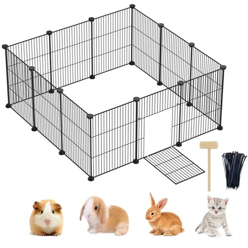Lxvckly Haustier-Laufstall, Kleintiere Laufstall mit Tür, DIY Verschlüsselter Metalldraht Kaninchenzaun, Meerschweinchenkäfig, Kätzchenlaufstall, Indoor & Outdoor Hofzaun für Kleintiere Schwarz Lxvckly Haustier-Laufstall, Kleintiere Laufstall mit Tür, DIY Verschlüsselter Metalldraht Kaninchenzaun, Meerschweinchenkäfig, Kätzchenlaufstall, Indoor & Outdoor Hofzaun für Kleintiere Schwarz von Lxvckly