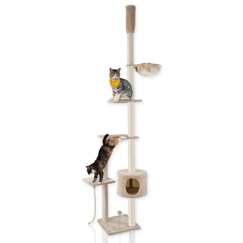 Lycce Katzenbaum Tower Kratzbaum deckenhoch Sisal Plüsch beige 230-260 cm von Lycce