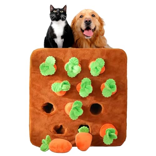 Lykani Futtermatten Plüsch Puzzle Spielzeug für Hunde, Interaktives Hundespielzeug, 2 in 1 rutschfeste Nasenarbeit Futterspiele Haustier Stressabbau mit 12 Karotten von Lykani
