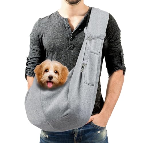 Lyneun 6kg Hundetragetasche, Tragbar Verstellbare Hundetragetuch Hunde, Freihändig Hundetasche, Atmungsaktive Transporttasche für Spaziergang Aktivitäten im Freien und Ausflüge (Grau) von Lyneun