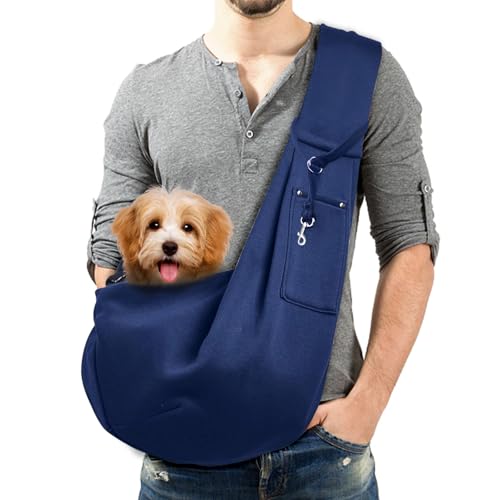 Lyneun 6kg Hundetragetasche, Tragbar Verstellbare Hundetragetuch Hunde, Freihändig Hundetasche, Atmungsaktive Transporttasche für Spaziergang Aktivitäten im Freien und Ausflüge (Marine Blau) von Lyneun