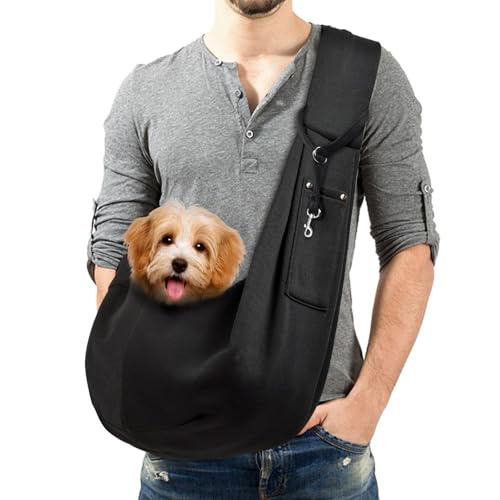 Lyneun 6kg Hundetragetasche, Tragbar Verstellbare Hundetragetuch Hunde, Freihändig Hundetasche, Atmungsaktive Transporttasche für Spaziergang Aktivitäten im Freien und Ausflüge (Schwarz) von Lyneun