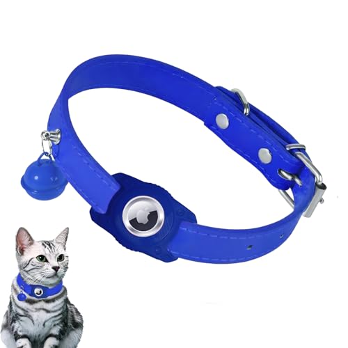 Lyneun Airtag Katzenhalsband, Katzenhalsband mit Glocke, Einstellbar Halsband Katze, Sicherheitshalsband Katze Kompatibel mit Apple Airtag, Wasserdicht Kitten Halsbänder für Katze, Hund (Blau) von Lyneun