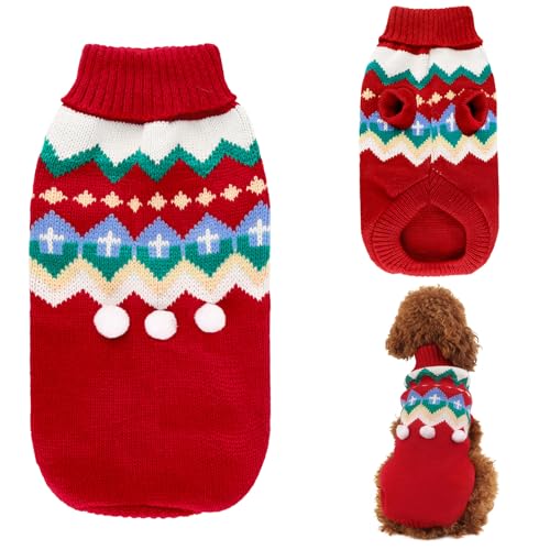Lyneun Hundepullover Weihnachten, Hund Weihnachten, Weihnachtspullover Hunde, Warm Pullover für Hunde, Strickpullover für Hunde, Hunde Pullis Haustier Kostüm Mantel von Lyneun