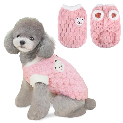 Lyneun Hundepullover, Hunde Pullover Hund, Warm Pullover für Hunde, Einfarbig hundepulli, Bequem und Weich Winter Welpenpullover für Hunde (Rosa, L) von Lyneun