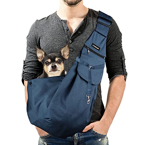 Lyneun Hundetragetasche Haustier Verstellbare Umhängetasche Transporttasche für Haustiere,Atmungsaktive Transporttasche für Katzen und HundeGeeignet für Spaziergang Aktivitäten im Freien (Navy blau) von Lyneun