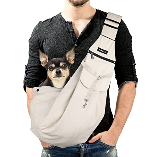 Lyneun Hundetragetasche Haustier Verstellbare Umhängetasche Transporttasche für Haustiere,Atmungsaktive Transporttasche für Katzen und HundeGeeignet für Spaziergang Aktivitäten im Freien(Beige) von Lyneun