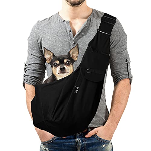 Lyneun Transporttasche für Hunde und andere Haustiere, verstellbar, atmungsaktiv, geeignet für Spaziergänge und Aktivitäten im Freien (schwarz) von Lyneun
