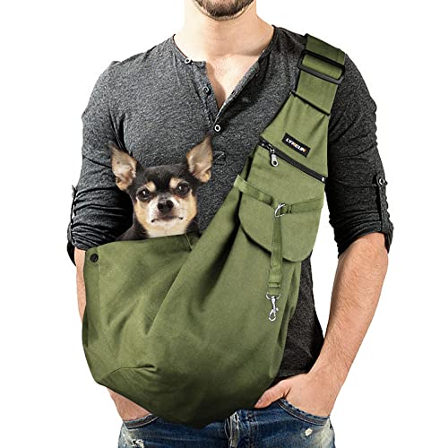 Lyneun Hundetragetasche Haustier Verstellbare Umhängetasche Transporttasche für Haustiere,Atmungsaktive Transporttasche für Katzen und HundeGeeignet für Spaziergang Aktivitäten im Freie (Armee grün) von Lyneun
