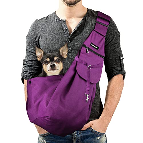 Lyneun Hundetragetasche Haustier Verstellbare Umhängetasche Transporttasche für Haustiere,Atmungsaktive Transporttasche für Katzen und HundeGeeignet für Spaziergang Aktivitäten im Freien (Lila) von Lyneun
