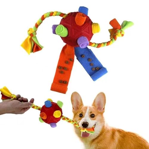 Lyneun Schnüffelball für Hunde, Gummi Intelligenzspielzeug für Hunde, Interaktives Hundespielzeug Intelligenzspielzeug, Langlebig und Einzigartig Sniffle Play Ball, Geruchstraining für Hunde (Rot) von Lyneun