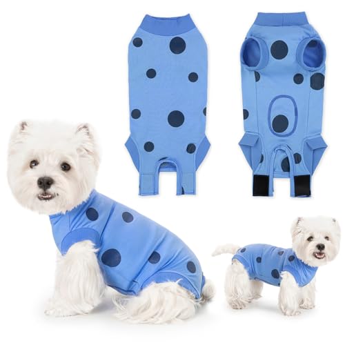 Lyneun Weiche Hundebody Nach Op, Hundebody Nach Kastration Rüde Hündin, Einstellbar Body Hund Nach Op, Atmungsaktiv Op Body Hund für Haarausfall, Allergien, Anti-Lecken, Wundschutz (Blau, XL) von Lyneun