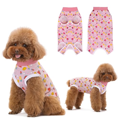 Lyneun Weiche Hundebody Nach Op, Hundebody Nach Kastration Rüde Hündinnen, Atmungsaktiv Hunde Einteiler Erholungsanzug für Haarausfall, Allergien, Anti-Lecken, Wundschutz,Kegel-Alternative (Rose, S) von Lyneun