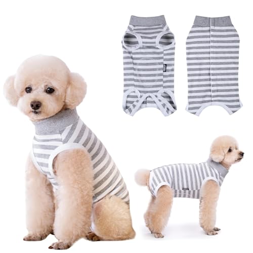 Lyneun Weiche Hundebody Nach Op, Hundebody Nach Kastration Rüde Hündinnen, Atmungsaktiv Hunde Einteiler Erholungsanzug für Haarausfall, Allergien, Anti-Lecken, Wundschutz,Kegel-Alternative (Grau, 2XL) von Lyneun