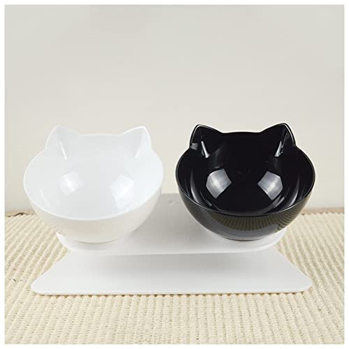 Futternapf Katze Katze Double Bowl Cat Bowl Hundeschüssel rutschfeste Lebensmittelschüssel mit angehobener Ständer Katze Fütterung & Bewässerungsbedarf Hundezufuhr Haustierbedarf Geneigter futternapf von LynsEt