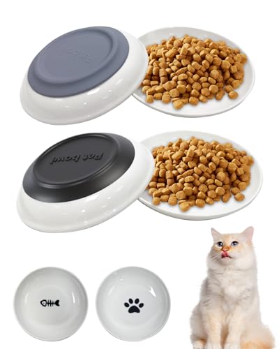 LynxLink Katzennapf, gegen Schnurrhaar, Müdigkeit, Katzenfutter, rutschfest, weiße Katzennäpfe für Indoor-Katzen, Schnurrhaarfreundlich und Entlastung (4 Stück, weiß) von LynxLink