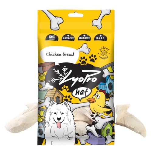 Lyopro Hundesnacks – Weiches Fleisch & Kauartikel für Hunde & Katzen – Verschiedene Sorten & Größen (50 g, Hühnerbrust) von Lyopro