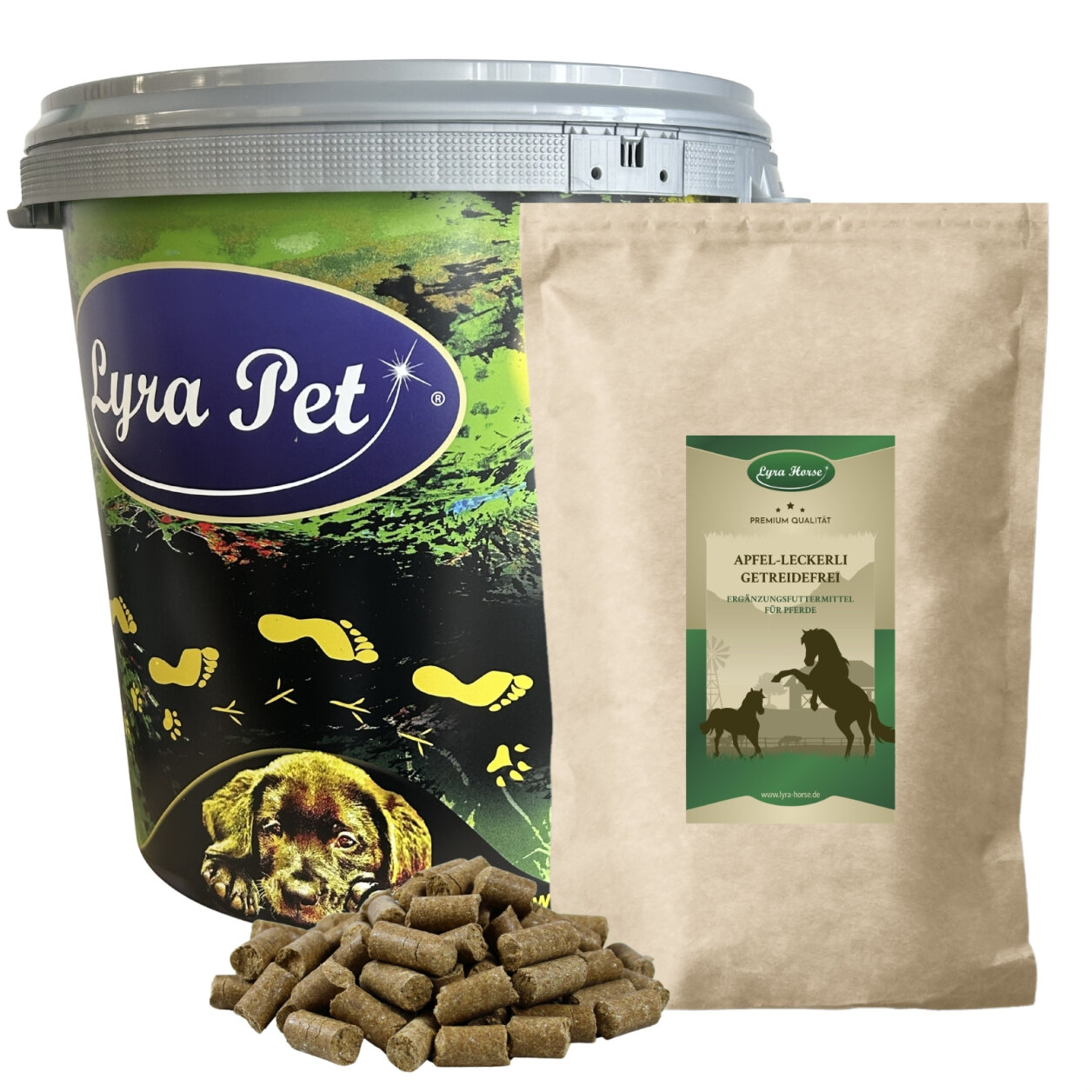 5 kg Lyra Horse® Apfel Leckerli in 30 L Tonne von Lyra Horse
