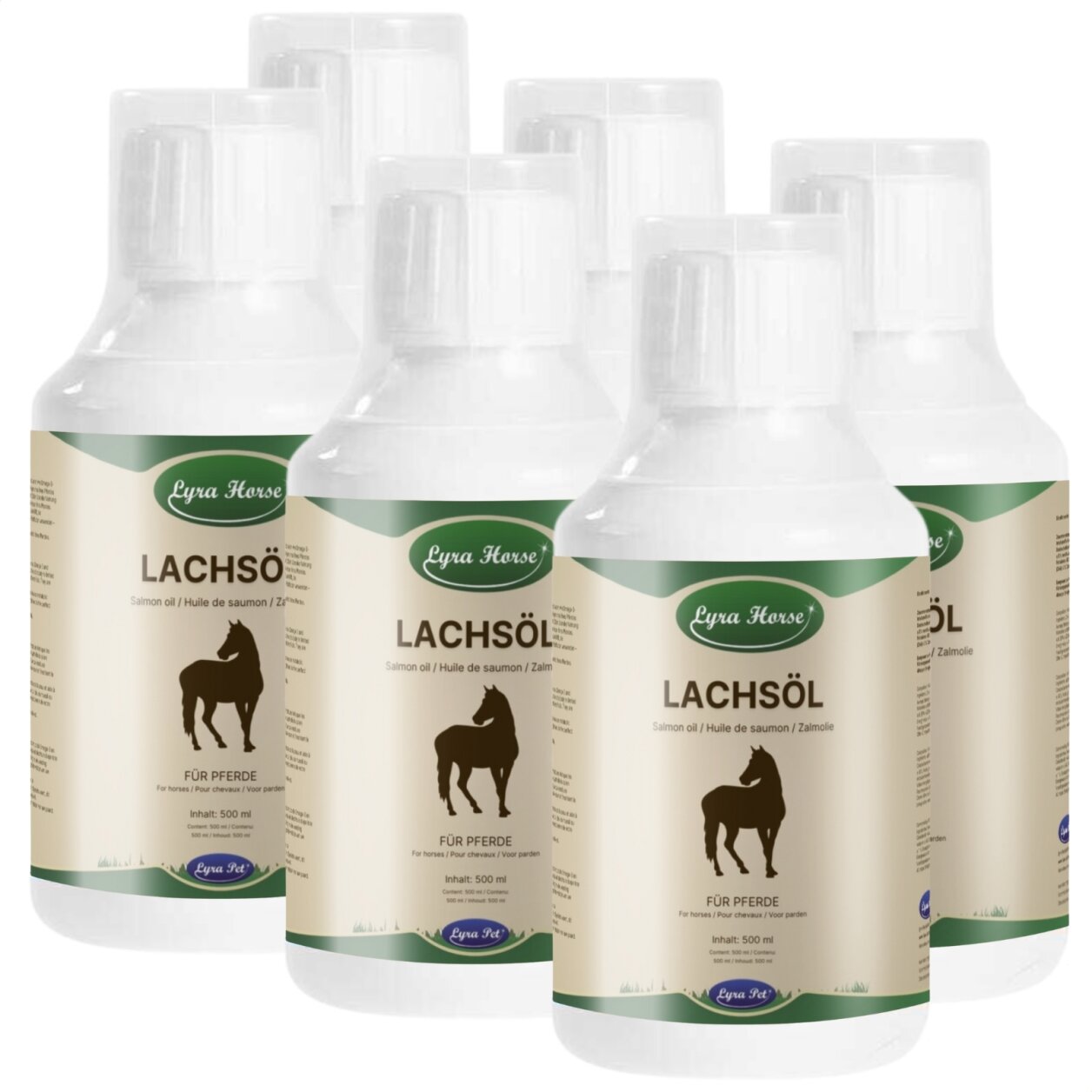 6 x 500 ml Lyra Horse® 100 % Lachsöl für Pferde von Lyra Horse