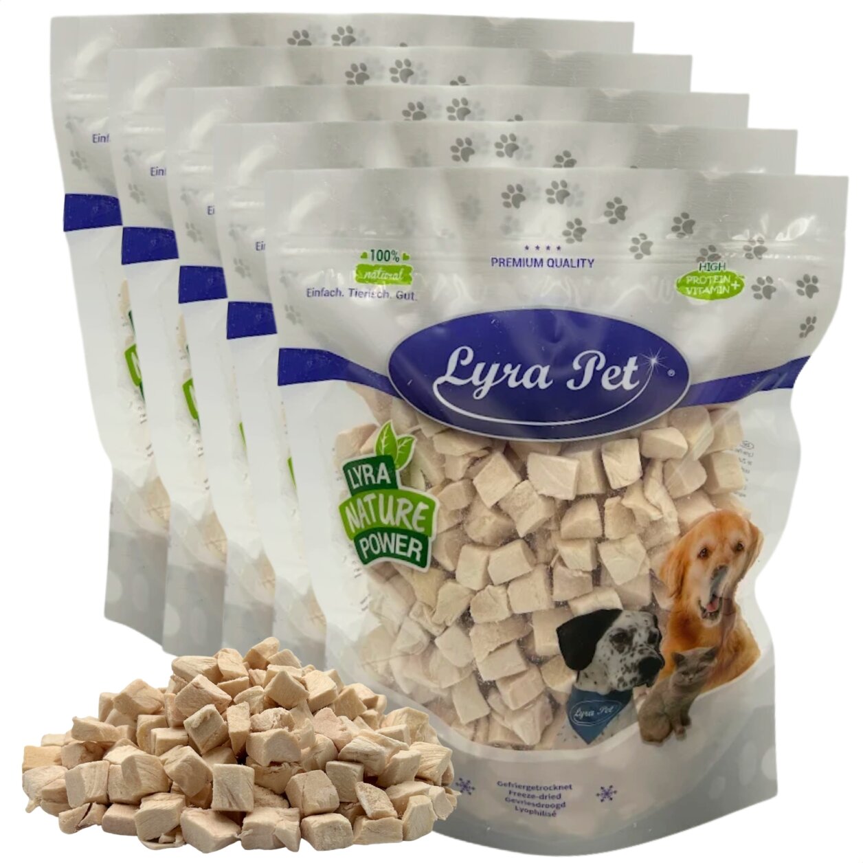 1 kg (5 x 200 g) Lyra Pet® Hühnerbrustwürfel gefriergetrocknet von Lyra Pet GmbH