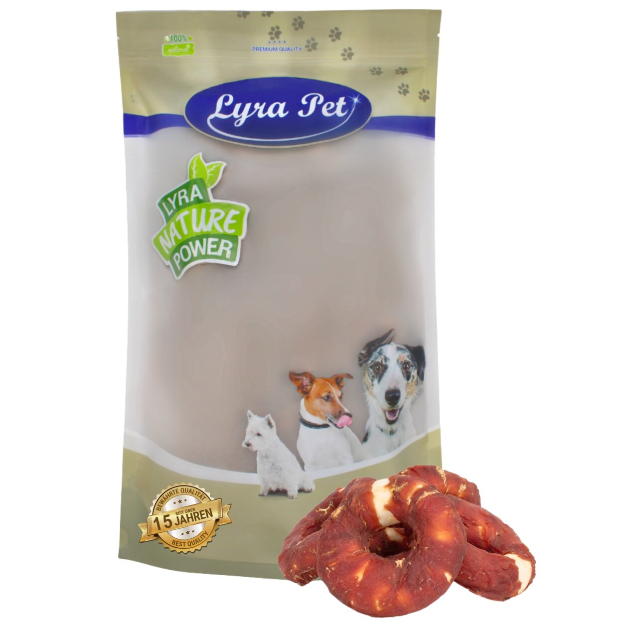 1 kg Lyra Pet® Kauringe mit Entenbruststreifen von Lyra Pet GmbH
