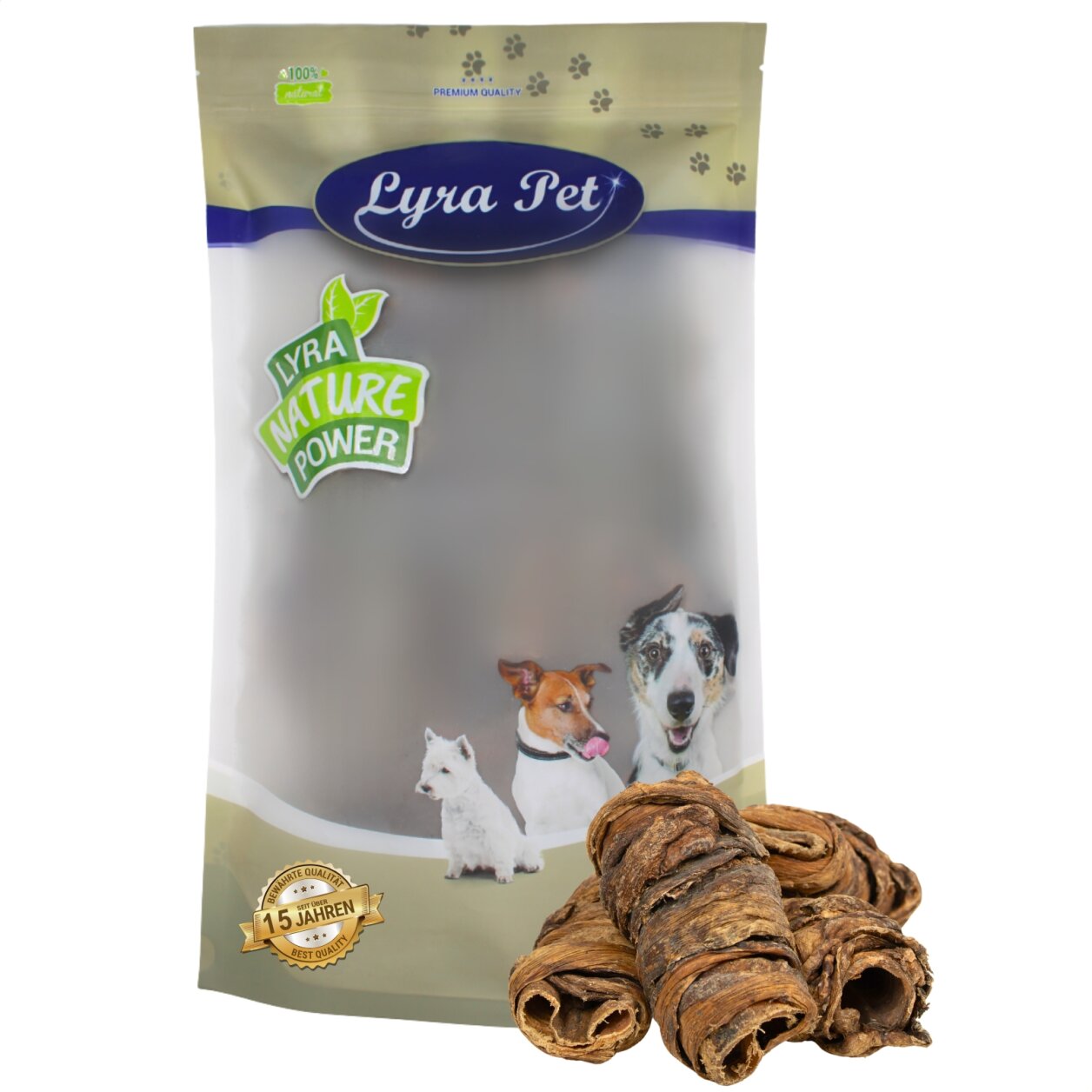 1 kg Lyra Pet® Wrap aus Rinderlunge und Strossen von Lyra Pet GmbH
