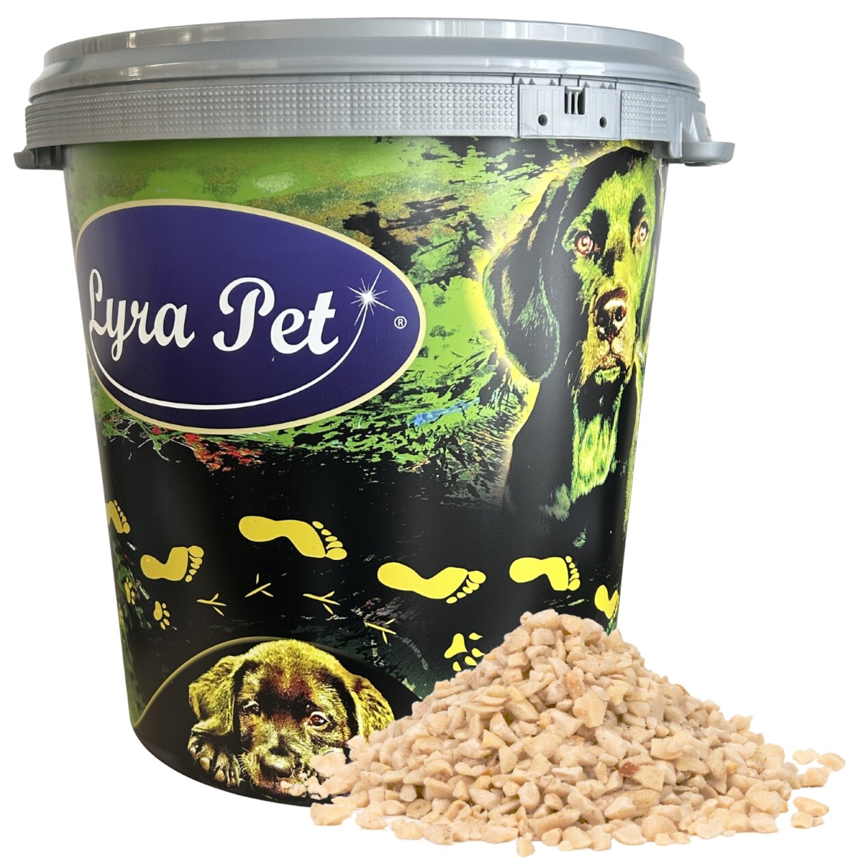 10 kg Lyra Pet® Erdnusskerne weiß gehackt in 30 L Tonne von Lyra Pet GmbH