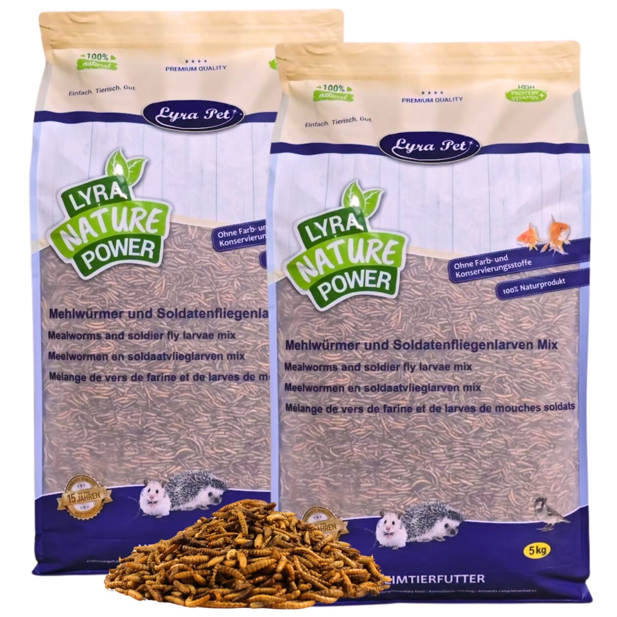10 kg Lyra Pet® Mehlwürmer-/Soldatenfliegenlarven-Mix von Lyra Pet GmbH