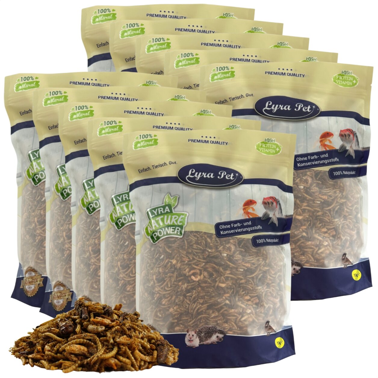 10 kg Lyra Pet® Protein Boost Insekten Mix - mit Mehlwürmern, Shrimps & Grashüpfern von Lyra Pet GmbH