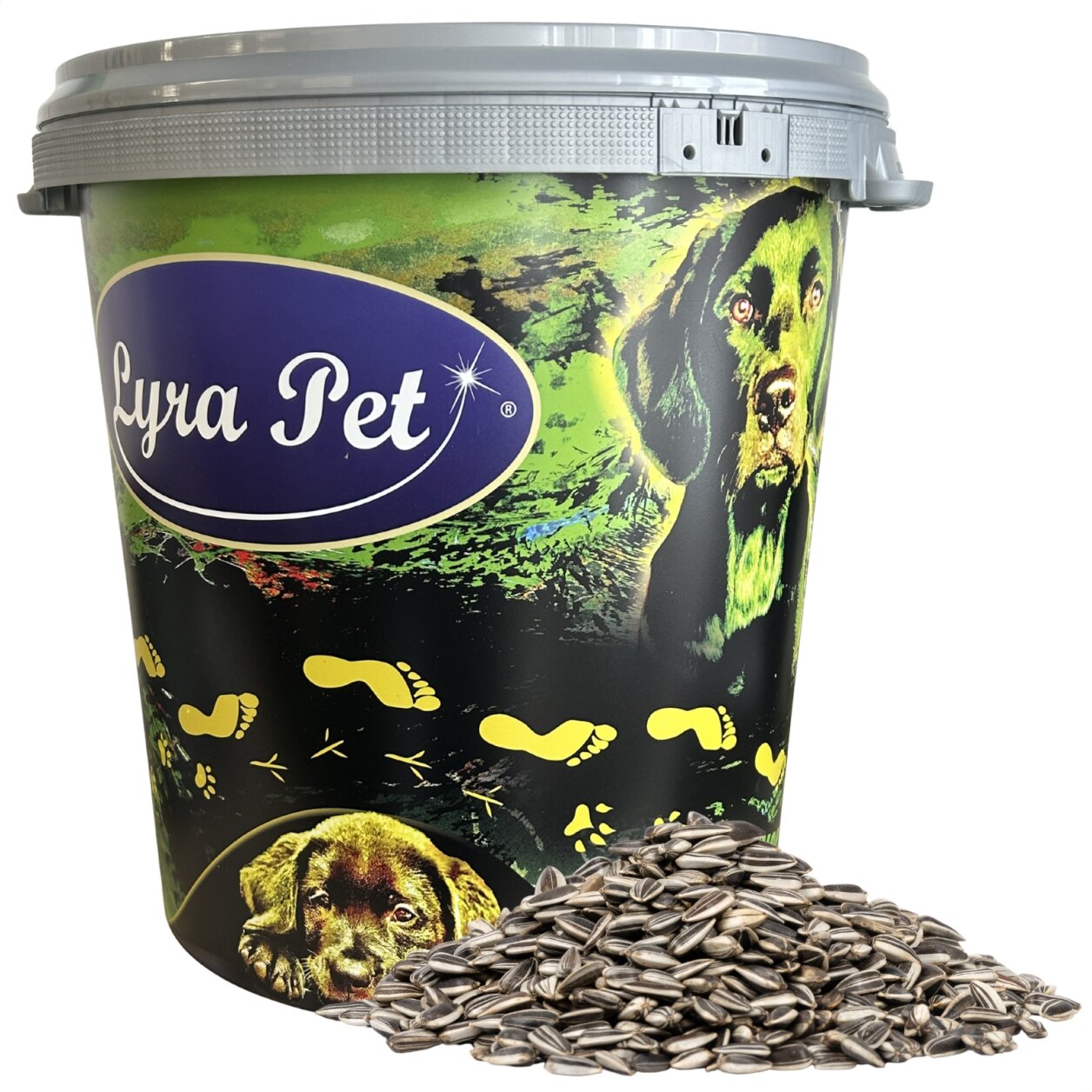 10 kg Lyra Pet® Sonnenblumenkerne gestreift in 30 L Tonne von Lyra Pet GmbH