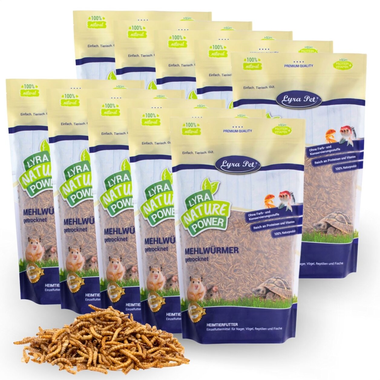10 x 1 kg Lyra Pet® Mehlwürmer getrocknet von Lyra Pet GmbH