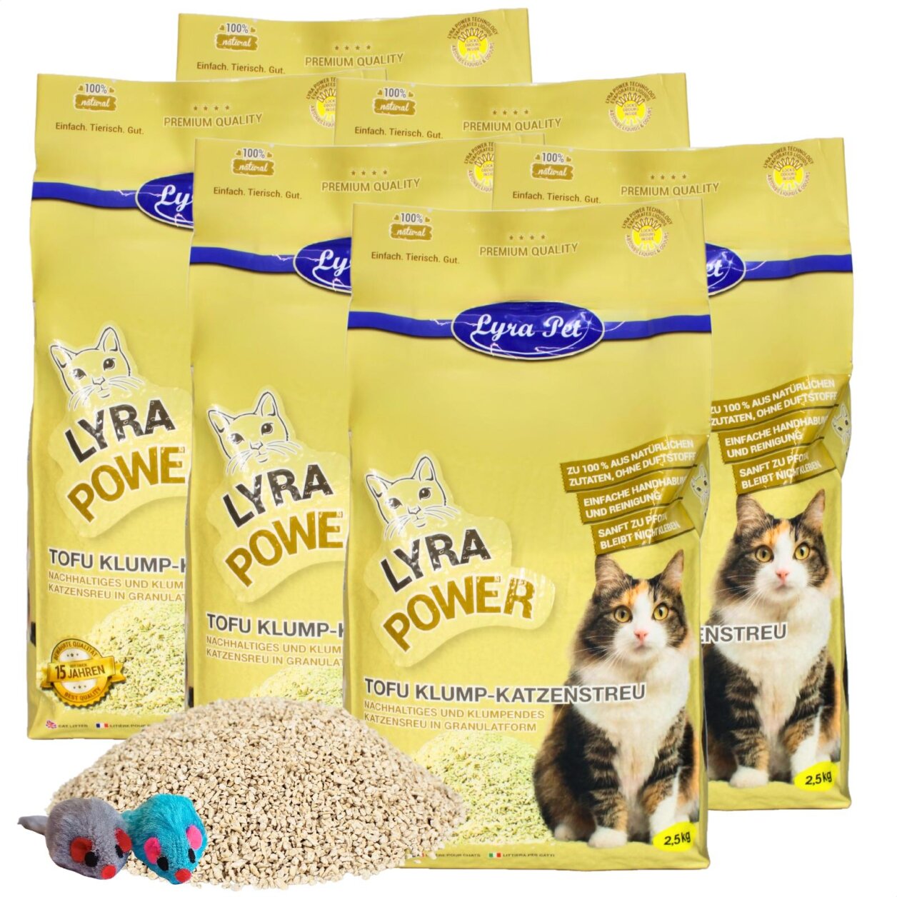 15 kg Lyra Pet® Tofu Katzenstreu klumpend + 2 Mäuse von Lyra Pet GmbH