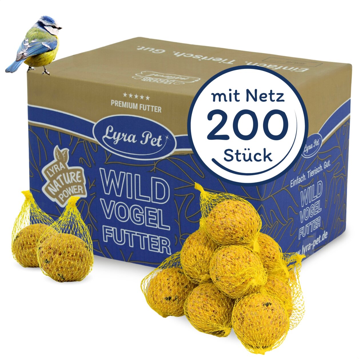 200 Stk. Lyra Pet® Meisenknödel Basic mit Netz à 90 g = 18 kg von Lyra Pet GmbH