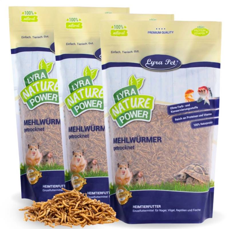 3 x 1 kg Lyra Pet® Mehlwürmer getrocknet von Lyra Pet GmbH