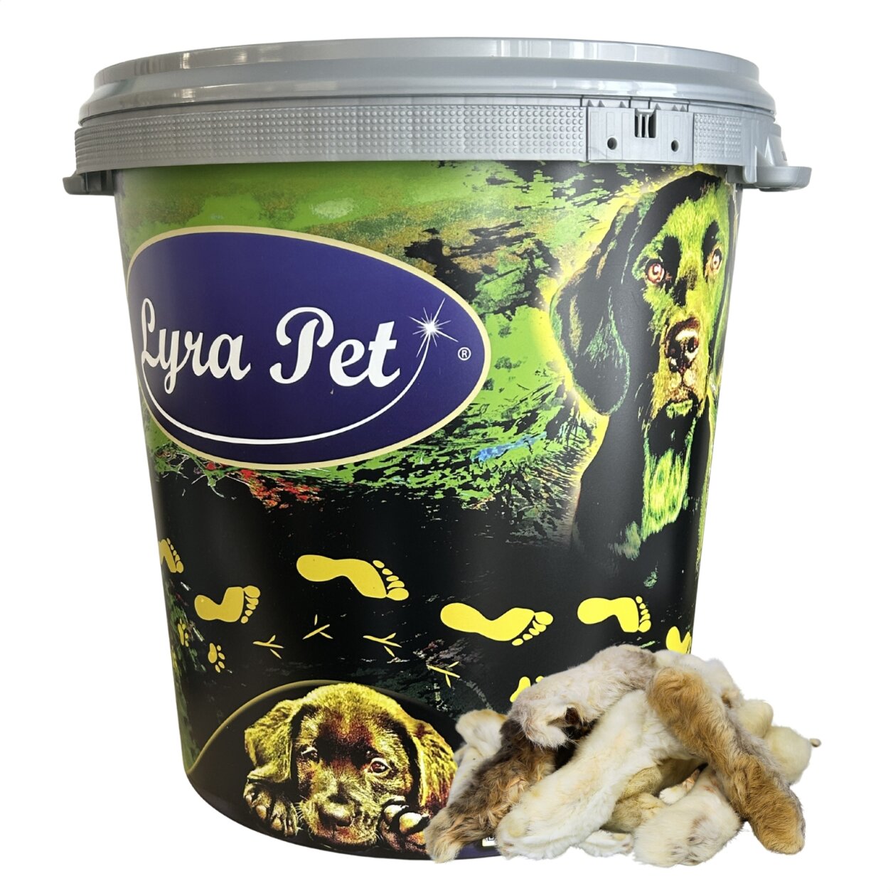 5 kg Lyra Pet® Kaninchenpfoten mit Fell in 30 L Tonne von Lyra Pet GmbH