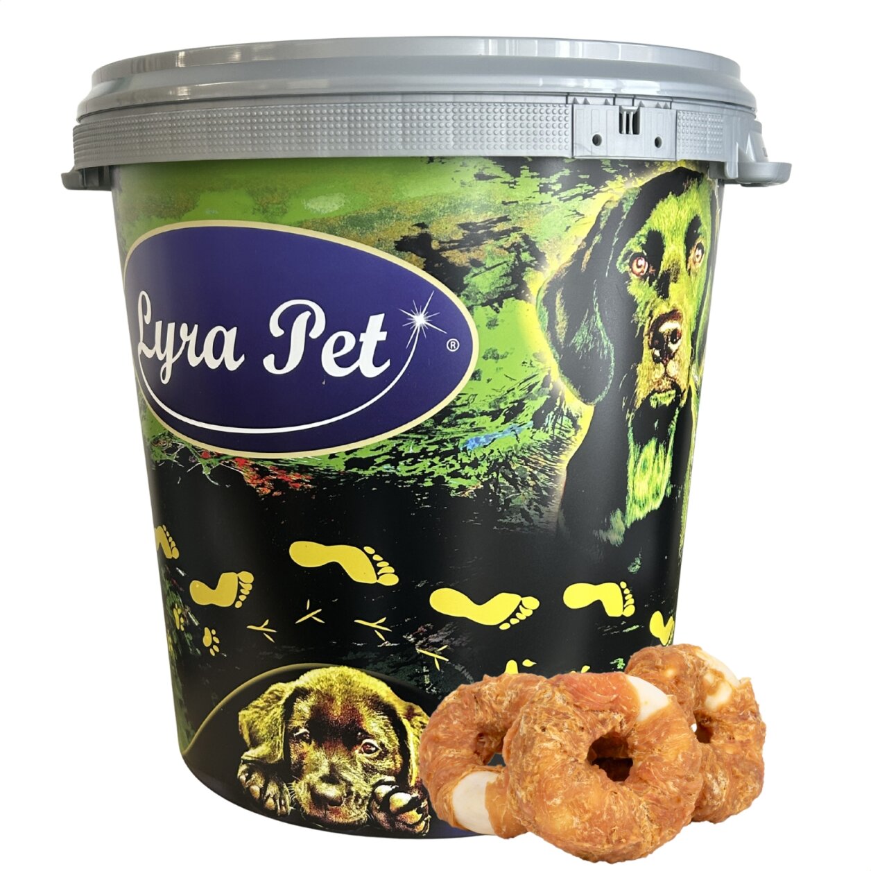 5 kg Lyra Pet® Kauringe mit Hühnerbruststreifen in 30 L Tonne von Lyra Pet GmbH