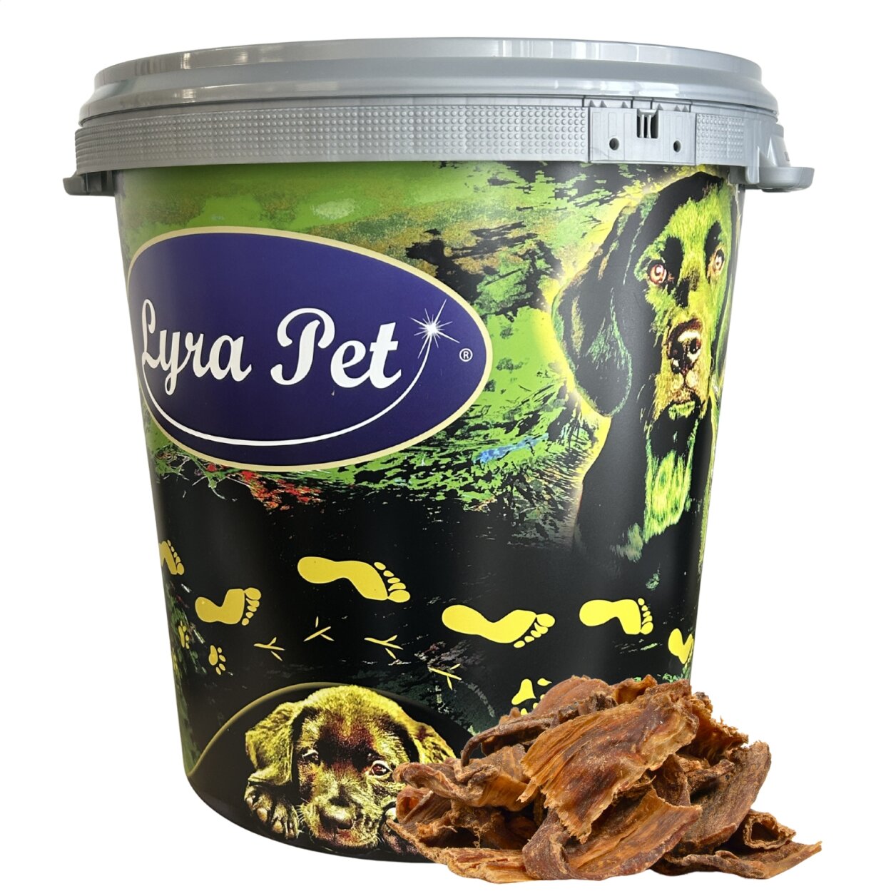 5 kg Lyra Pet® Rinderdörrfleisch Chips in 30 L Tonne von Lyra Pet GmbH