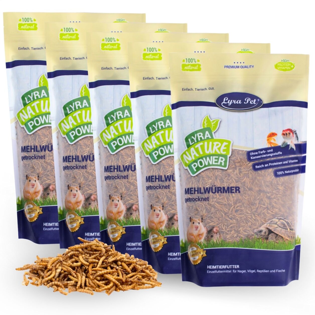 5 x 1 kg Lyra Pet® Mehlwürmer getrocknet von Lyra Pet GmbH