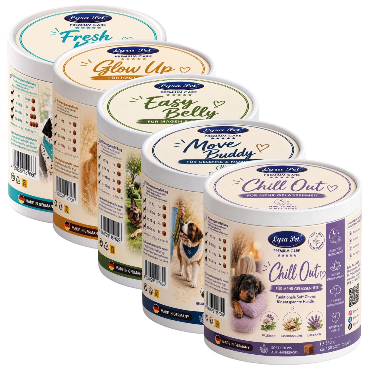 5 x 350 g Lyra Pet® Funktionale Soft Chews Mixpaket für Hunde von Lyra Pet GmbH