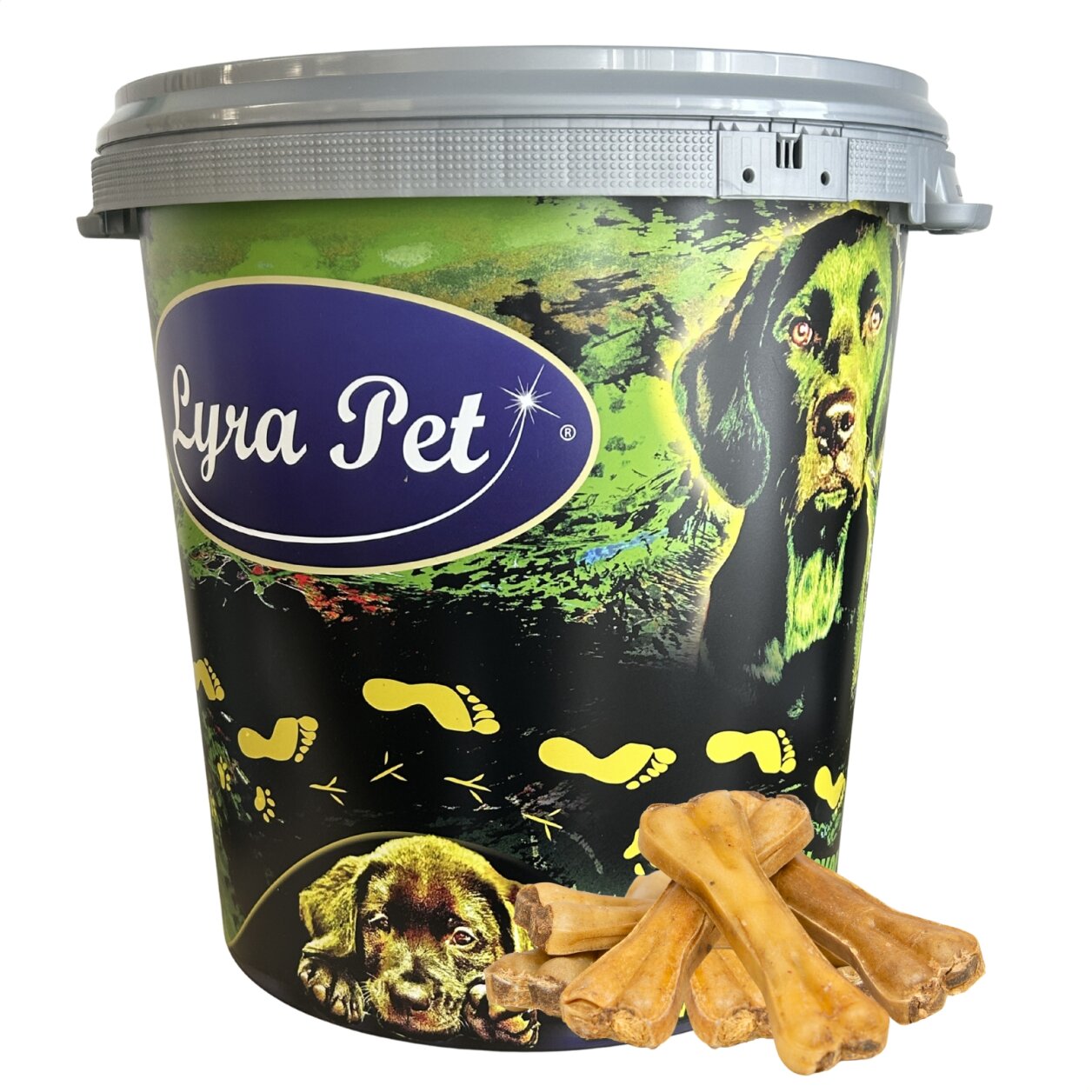 50 Stk. Lyra Pet® Kauknochen gefüllt mit Pansen ca. 15 cm in 30 L Tonne von Lyra Pet GmbH