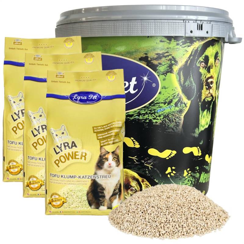 7,5 kg Lyra Pet® Tofu Katzenstreu klumpend in 30 L Tonne von Lyra Pet GmbH