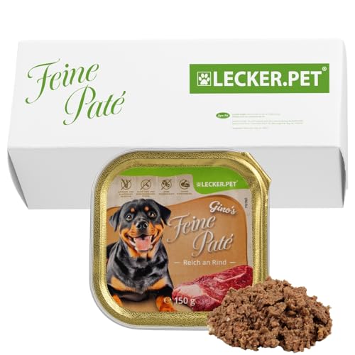 Lecker.Pet® | 11 x 150 g Gino's Feine Paté Reich an Rind Hunde Nassfutter | Hochwertiges Hundefutter | Natürlich & ohne Zuckerzusätze | Reich an Proteinen & Mineralien | Getreidefrei & Glutenfrei von Lyra Pet