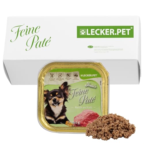 Lecker.Pet® | 11 x 150 g Josie's Feine Paté Reich an Kalb Hunde Nassfutter | Hochwertiges Hundefutter | Natürlich & ohne Zuckerzusätze | Reich an Proteinen & Fleisch | Getreidefrei & Glutenfrei von Lyra Pet
