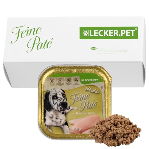 Lecker.Pet® | 11 x 150 g Paula's Feine Paté Reich an Huhn Hunde Nassfutter | Hochwertiges Hundefutter | Natürlich & ohne Zuckerzusätze | Reich an Proteinen & Mineralien | Getreidefrei & Glutenfrei von Lyra Pet