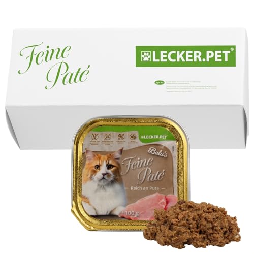 Lecker.Pet® | 17 x 100 g Balu's Feine Paté Reich an Pute Katzenfutter Vollnahrung | Nassfutter in praktischer Schale | Getreidefrei & Glutenfrei | Hochwertiges Futter | Reich an Proteinen & Mineralien von Lyra Pet