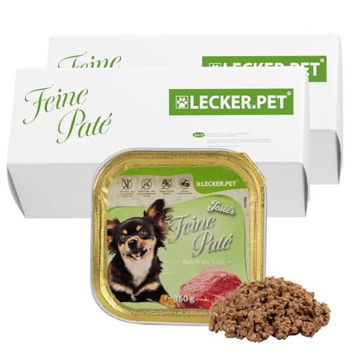Lecker.Pet® | 22 x 150 g Josie's Feine Paté Reich an Kalb Hunde Nassfutter | Hochwertiges Hundefutter | Natürlich & ohne Zuckerzusätze | Reich an Proteinen & Fleisch | Getreidefrei & Glutenfrei von Lyra Pet