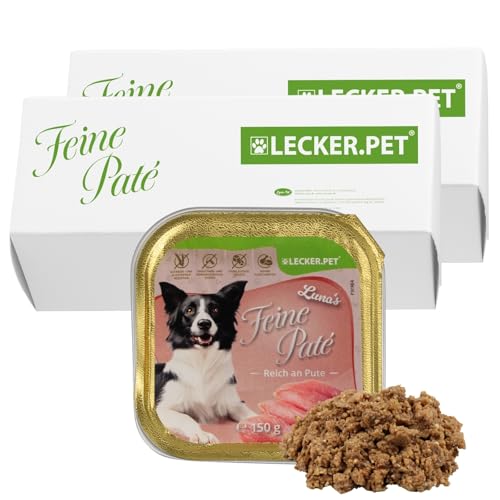 Lecker.Pet® | 22 x 150 g Luna's Feine Paté Reich an Pute Hunde Nassfutter | Hochwertiges Hundefutter | Natürlich & ohne Zuckerzusätze | Reich an Proteinen & Mineralien | Getreidefrei & Glutenfrei von Lyra Pet